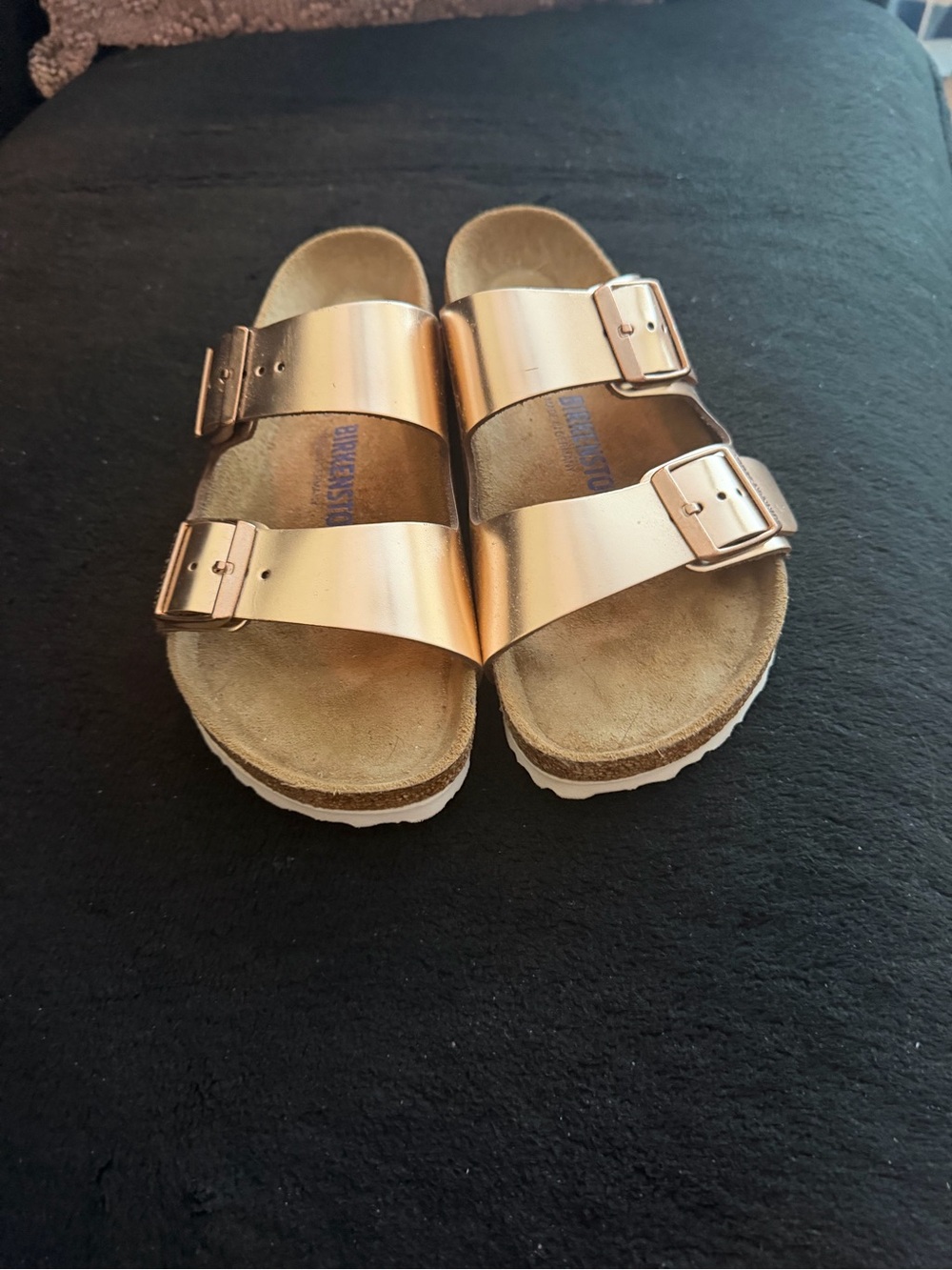 Birkenstock Double Buckle Sandals in Metallic Rose - Picture 3 of 6